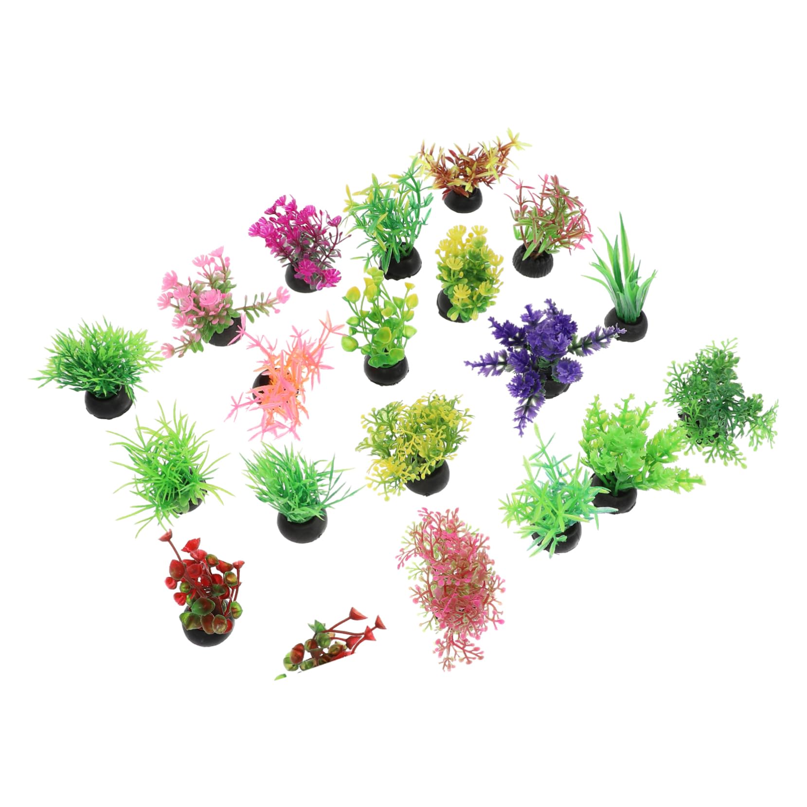 POPETPOP 20 Piezas Pecera Paisajismo Agua Plantas Planta De Algas Artificiales Pequeña Planta De Acuario Falso Plantas Acuáticas Artificiales Micro Pez Betta Sala De Juguetes El Plastico
