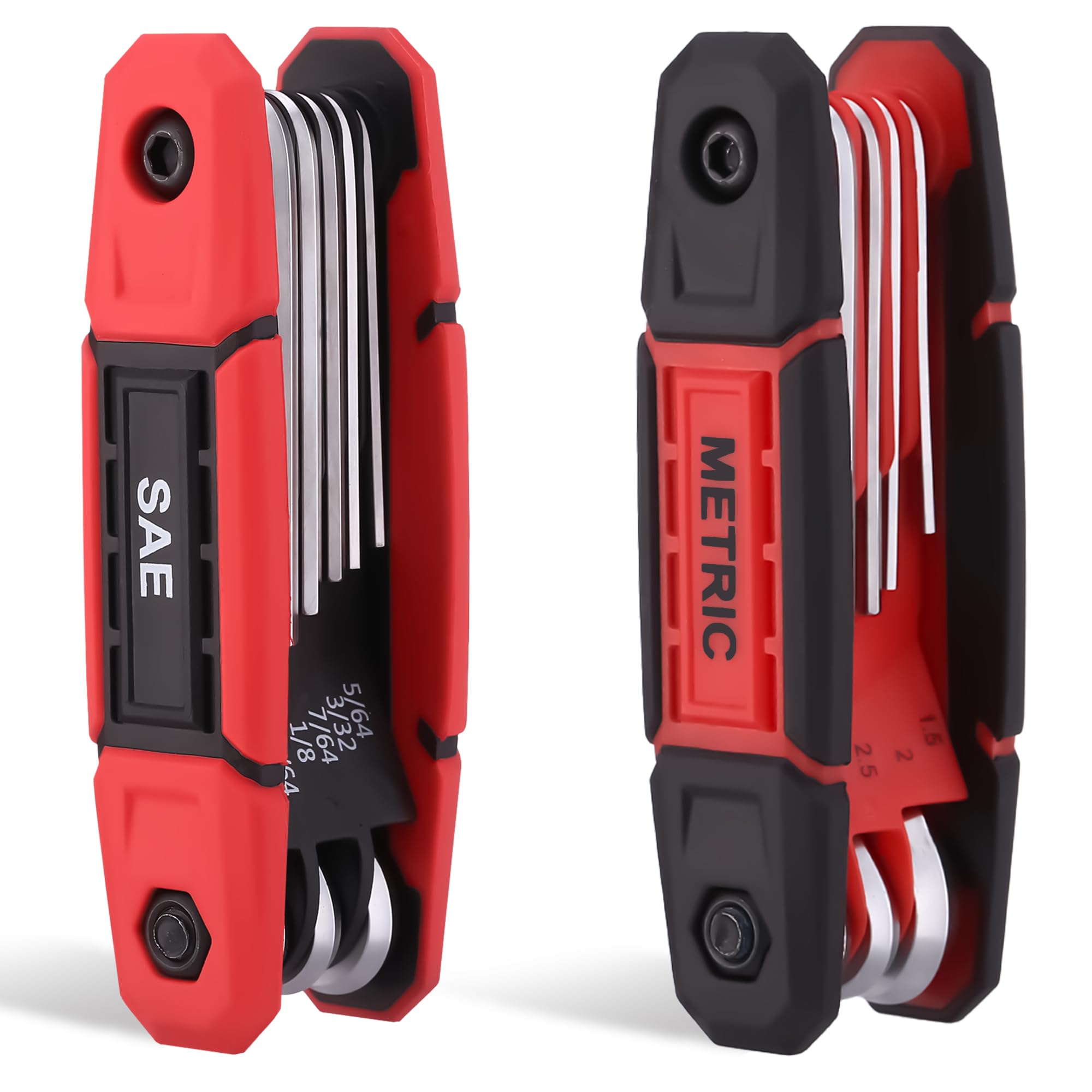 Xoii 17PCS Folding Allen Wrenches Sets | Pack of 2 Metric & SAE Hex Set – Durable & Portable Allen Key Set & Hex Wrench Tool for Home, Bike,