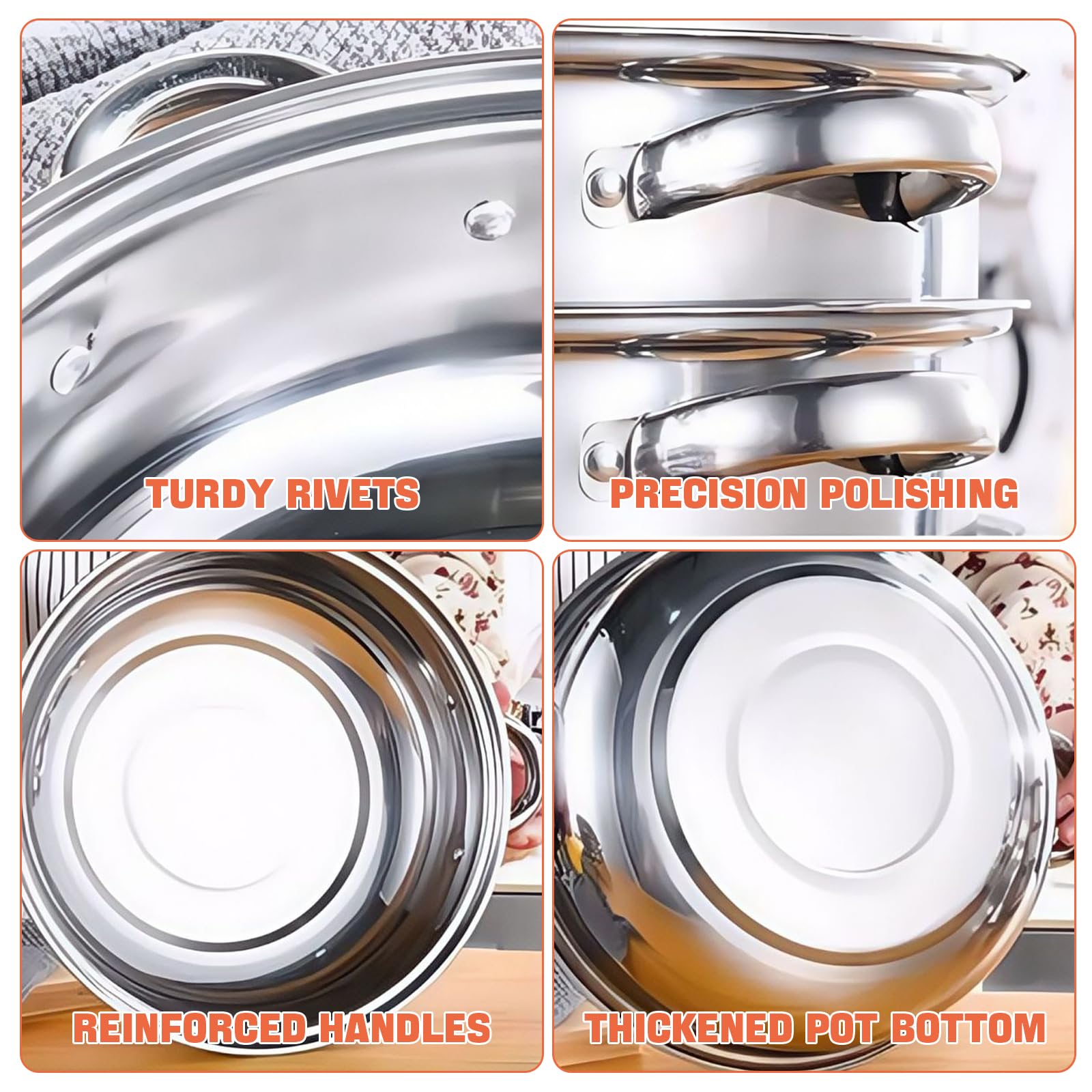 Vaporera para cocinar al vapor, 28 cm, acero inoxidable con inserto de vapor, 3/4 niveles con tapa para cocinar verduras, sopas, mariscos, guisos y pasta (cuatro)