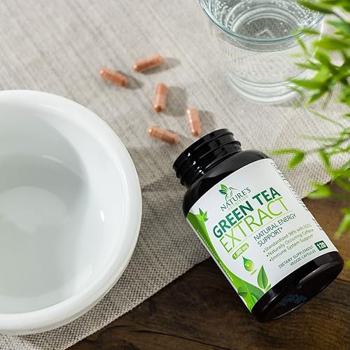 Miniatura 8 de Extracto de té verde 98% EGCG estandarizado  3 veces de fuerza para energía natural  Auxiliar cardíaco con polifenoles  cafeína suave, fabricado en