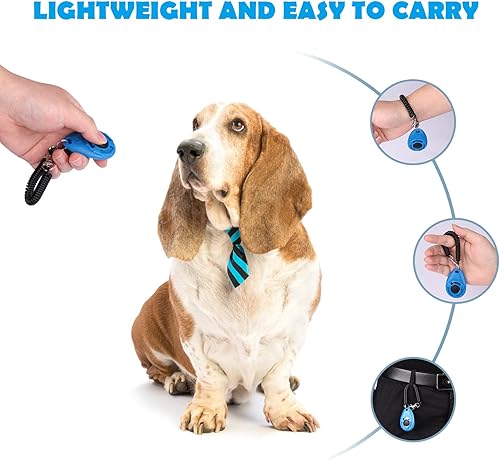 Miniatura 6 de OYEFLY Clicker de entrenamiento para perros con correa de muñeca, duradero, ligero, fácil de usar, clicker de entrenamiento para mascotas para