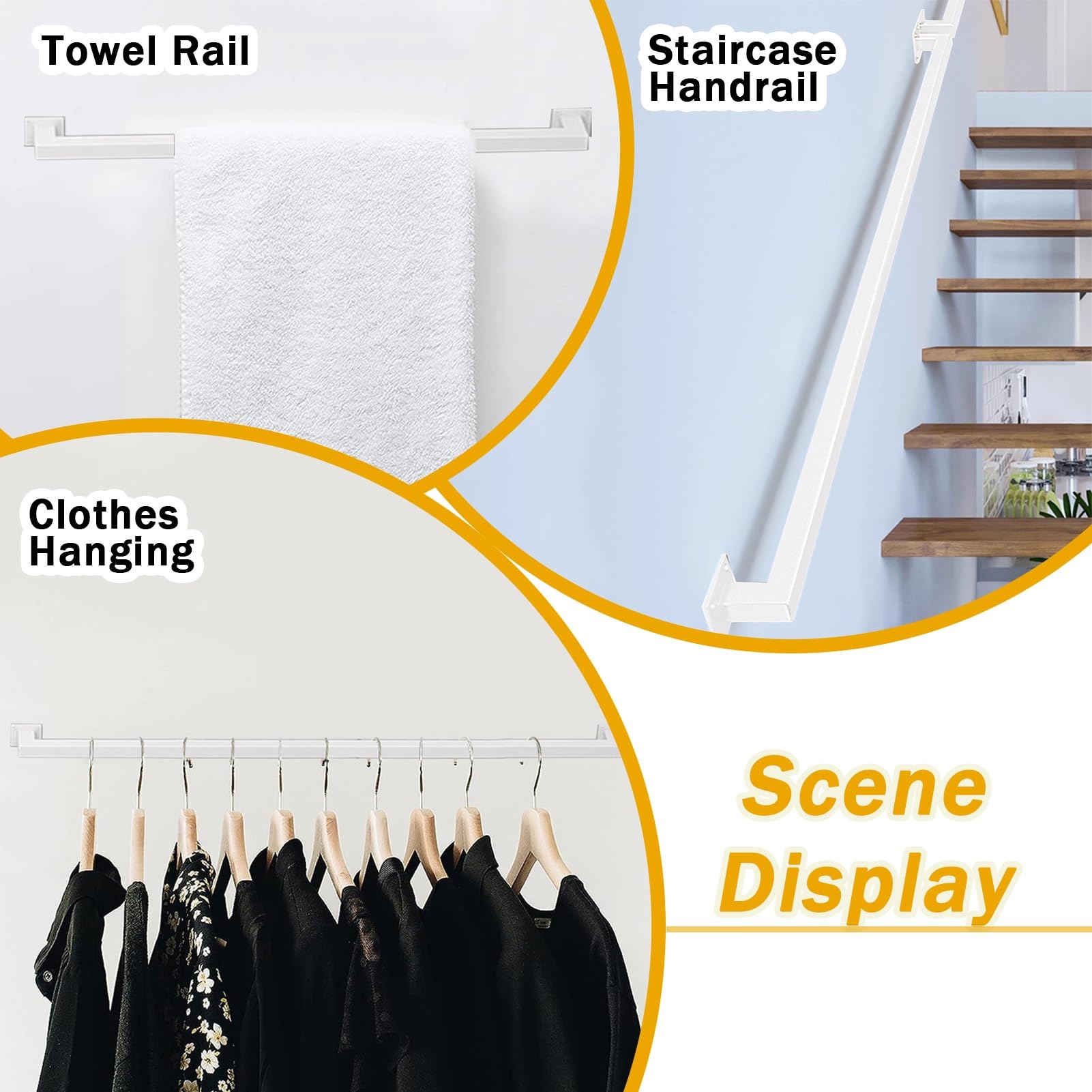 Amazon.co.jp: 白い手すり錬鉄製の階段手すりレール、壁の安全滑り止め