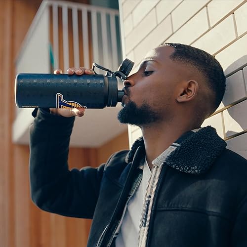 Miniatura 7 de Hydrapeak x Botella de agua activa con licencia oficial de la NBA Houston Rockets de 26 onzas con tapa para beber y asa, reutilizable, acero