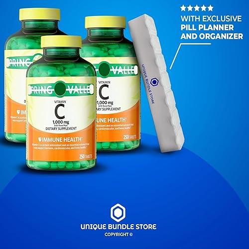 Miniatura 2 de Vitamina C con Rose HIPS 1000 MG, tabletas suplemento dietético, vitamina C 1000 mg, 250 unidades + organizador de píldoras de 7 días incluido
