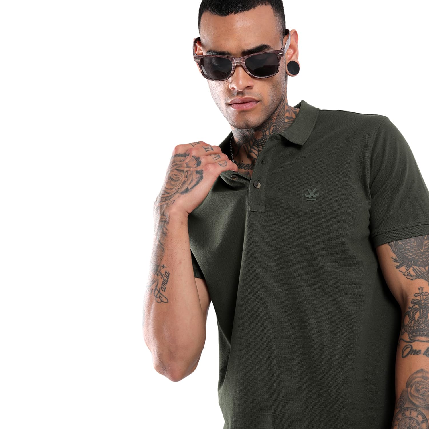 wrogn Men's Olive Green Timeless Polo T-Shirt-picture-22