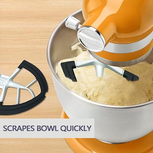Miniatura 6 de Batidor de borde flexible para KitchenAid Mezclador de soporte de cabeza inclinable de 4.55 cuartos de galón, se adapta a cuencos de 4.5 a 5 cuartos
