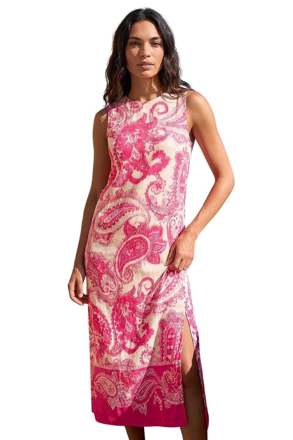 Roman Women's Paisley Print Midi Dress - Pink - Size 10