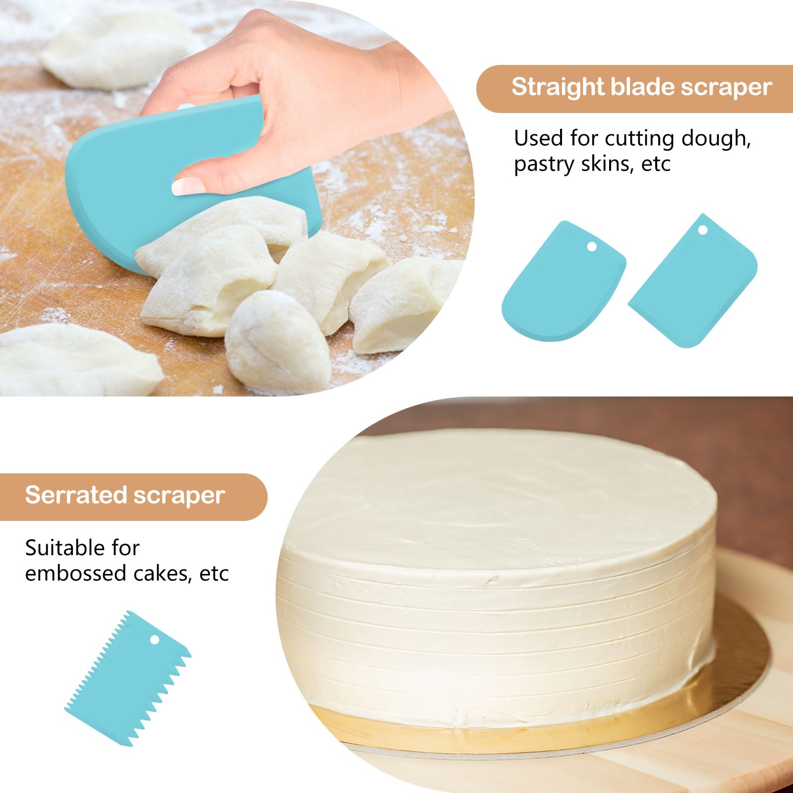 Set Mattarelli In Legno 2 Pezzi Con 3 Raschietti Per Pasta - Piccolo E Medio, In Faggio E PP, Per Pizza, Dolci, Pasta Fresca - 4