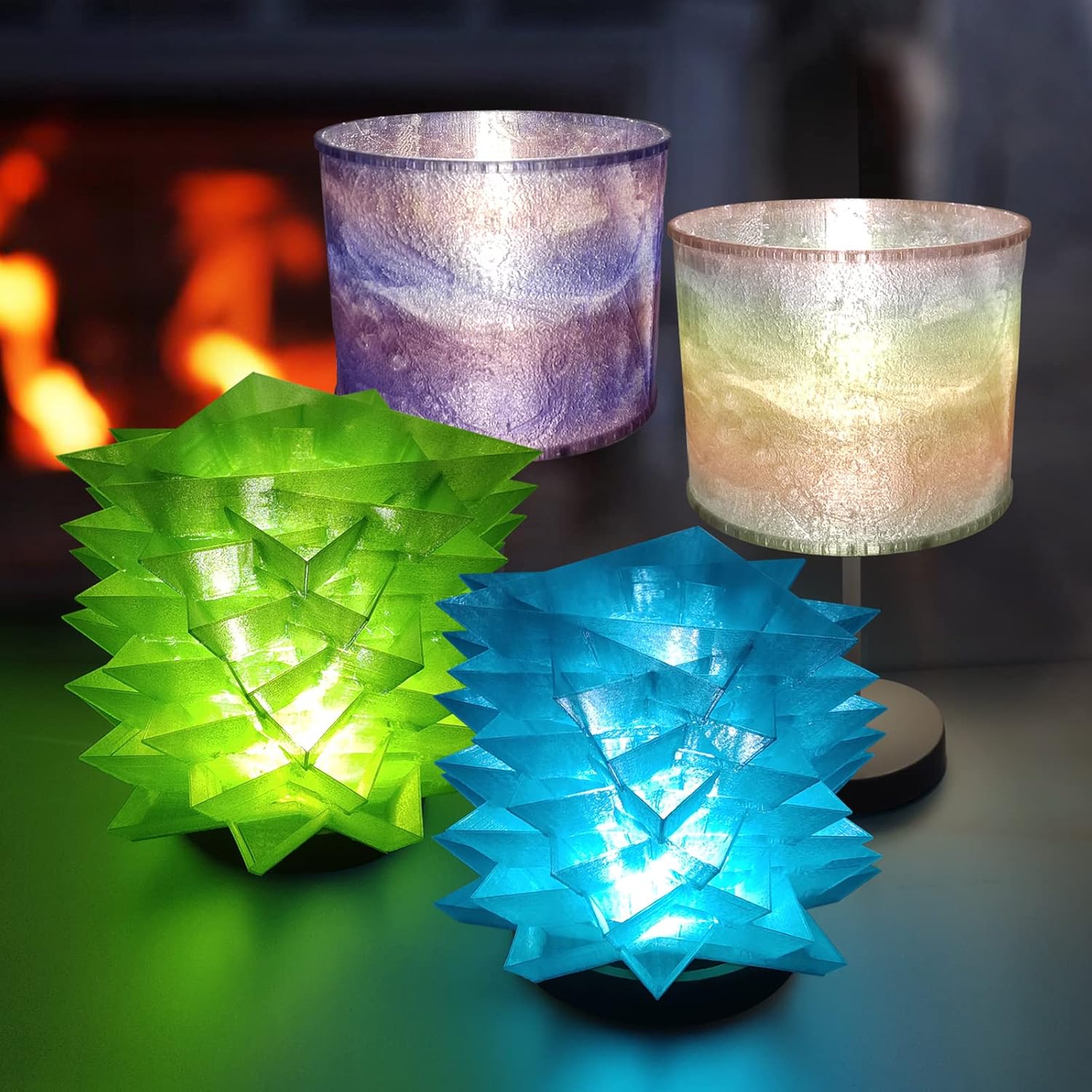 IEMAI Glitter PETG Filament 1.75mm Bundle, Sparkle Galaxy Transparent 3D Printer Filament 250gx4 Spools, Rainbow/Blue/Green/Blue-Purple for Lampshade, Artistic Creations & Home Decor