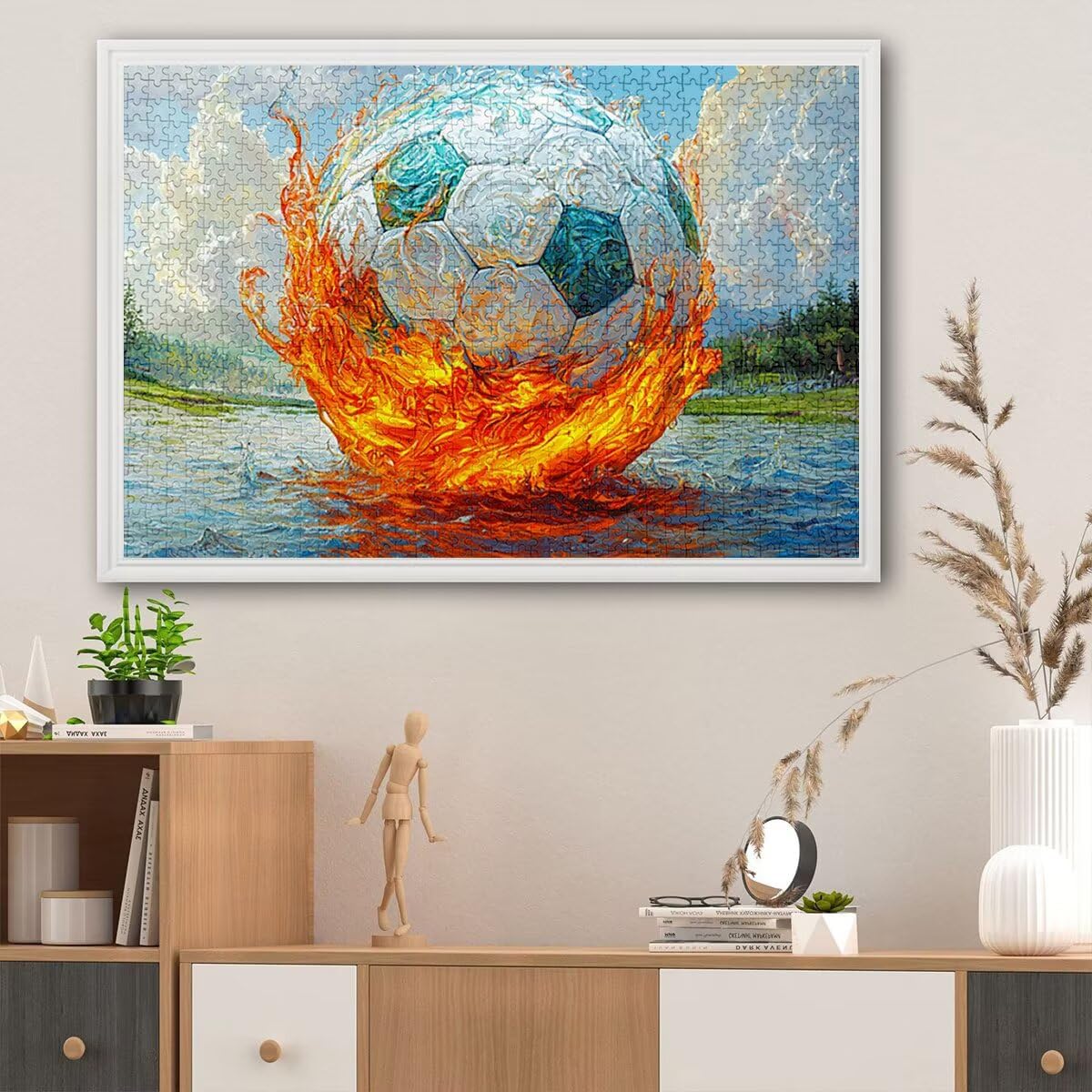 Puzzle 5000 sztuk piłki nożnej dla dorosłych, abstrakcyjne drewniane puzzle dla dorosłych, trudne drewniane łamigłówki, rodzinne gry edukacyjne, łamigłówki z pudełkiem na prezenty dekoracje do domu