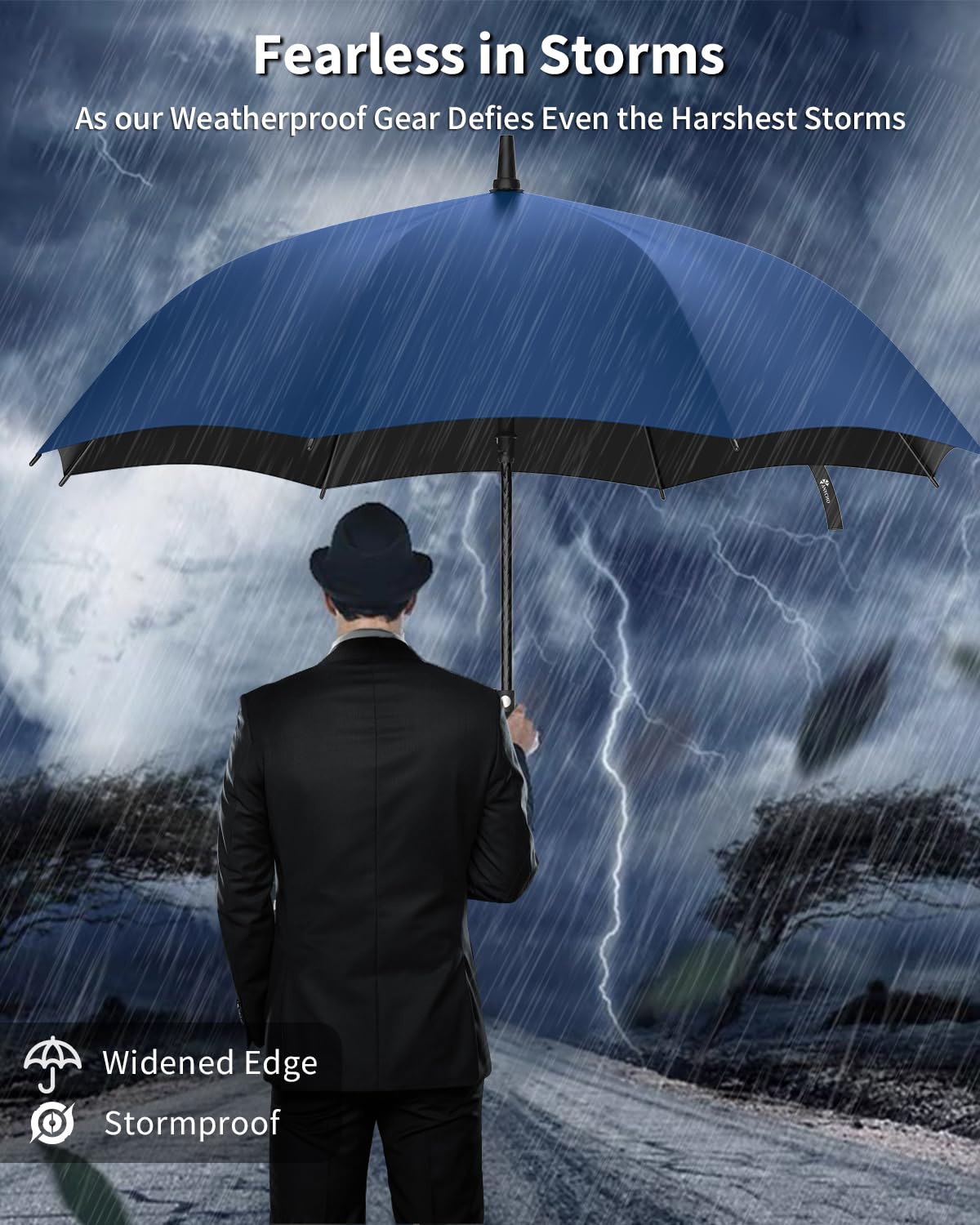 71-TmLeb6lL._SL1500_ ANYCHO 60inch Big Umbrella for man, Auto Open Golf Rain Umbrella with cover, Windproof, Waterproof and UV Protection Umbrella Big Size for 2-3 Men, Women and Family (Black)