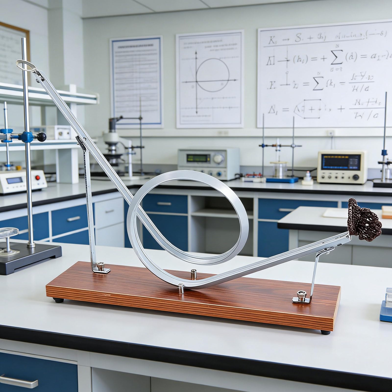 Equipo educativo de demostración de fuerza centrípeta, modelo de pista de rodillo de metal de madera para experimentos científicos en el aula, experimentos de fuerza centrífuga