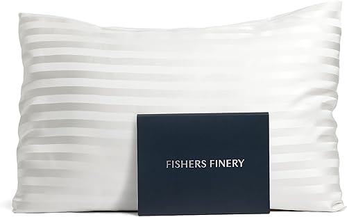 Fishers Finery Funda de almohada de seda de morera 100% pura de 0.984 in, buen ganador de limpieza (rayas blancas, King)