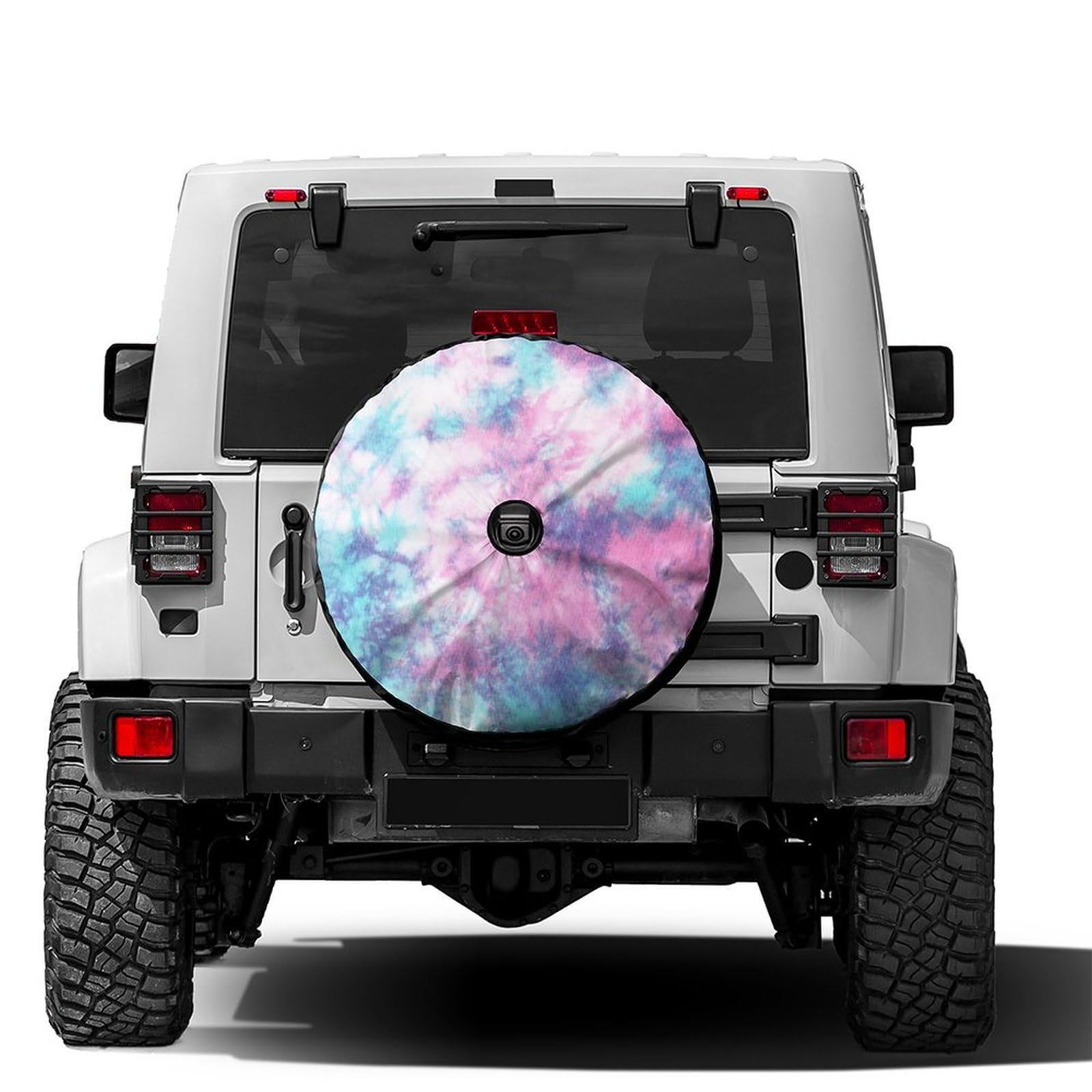 Dujiea Tie Dye Spare Tire Cover with Backup Camera Hole, Universal Wheel Tire Cover Tire Protectors for Trailer Rv SUV Truck Camper and Many Vehicle 15inch