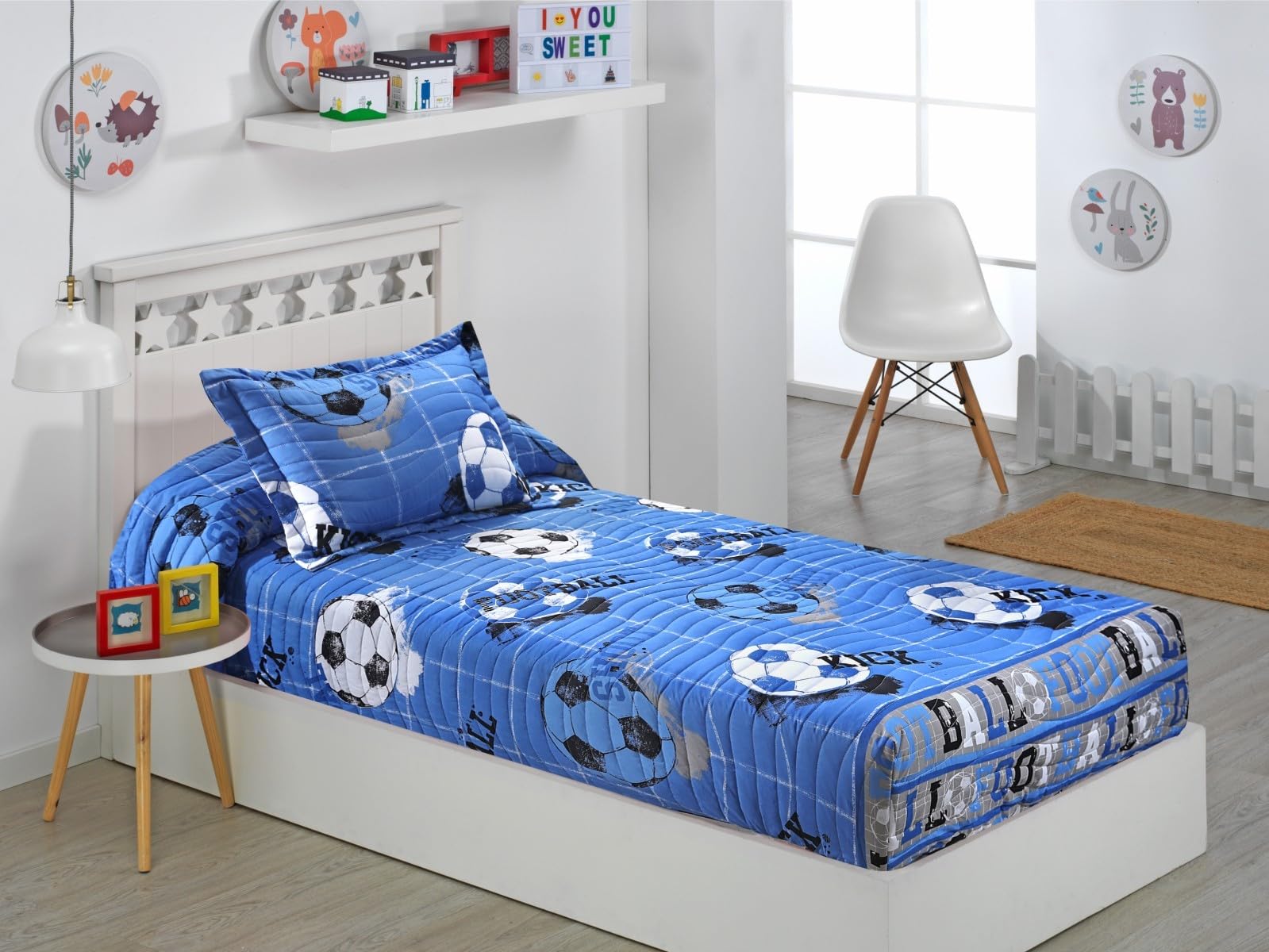 Colcha Bouti Ajustable Cama Nido Infantil y Juvenil de Verano Fútbol Quick Color Único Talla Cama 90