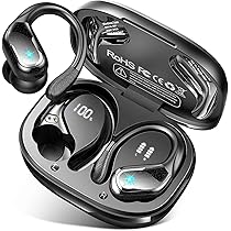 Cuffie Bluetooth Sport, 75 Ore Auricolari Bluetooth 5.4 con 4 ENC Mics, Stereo Cuffie Wireless Antirumore, IP7 Impermeabili Cuffiette Bluetooth con Display LED, Cuffie Senza Filo per Palestra, Running
