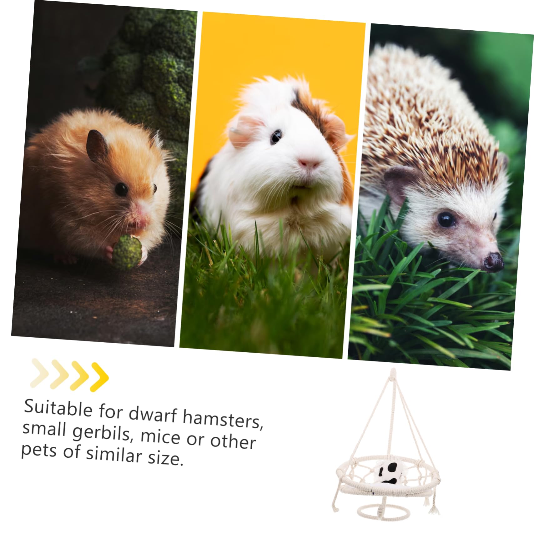 Hängematte in Beige für Kleintiere zum Schlafen und Ausruhen aus Baumwollseil für Meerschweinchen und Frettchen im Käfig