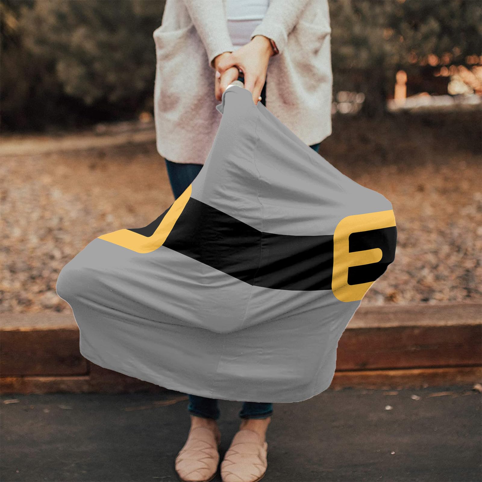 Nursing Cover for Breastfeeding Scarf, Christmas Belt Grey Baby Car Covers Super Soft Multi Use for Canopy Shopping Cart Cover Blanket Stroller Cover