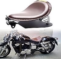 Vista 1 de Asiento Individual de Motocicleta Marrón de 3 Pulgadas con Remaches y Resorte con Placa Base, Kit de Montaje de 3 Pulgadas Compatible con Harley