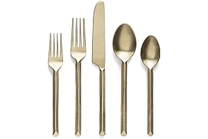 over&back Hand-Forged Champagne Gold Premium Stainless Steel Flatware Cutlery Set (20-Piece)