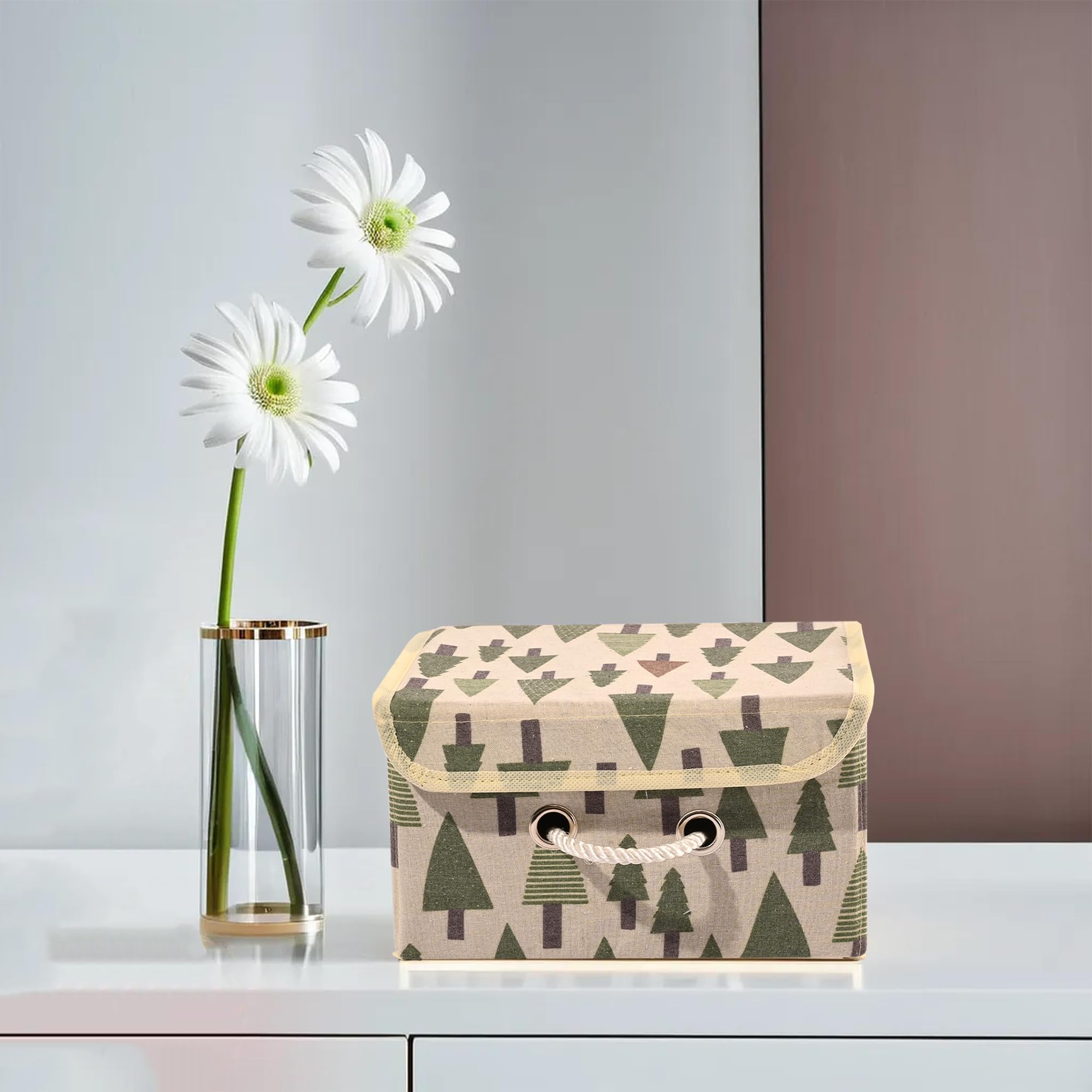 Kuber Industries Drawer Organizer (Small) Foldable Storage Box | Cotton Clothes Organiser for Wardrobe | Lid & Handle | Tree-Print | Cloth Organizer | Cupboard Organizer | Cream (B0D4DFY9LB) Amazon Price History, Amazon Price Tracker