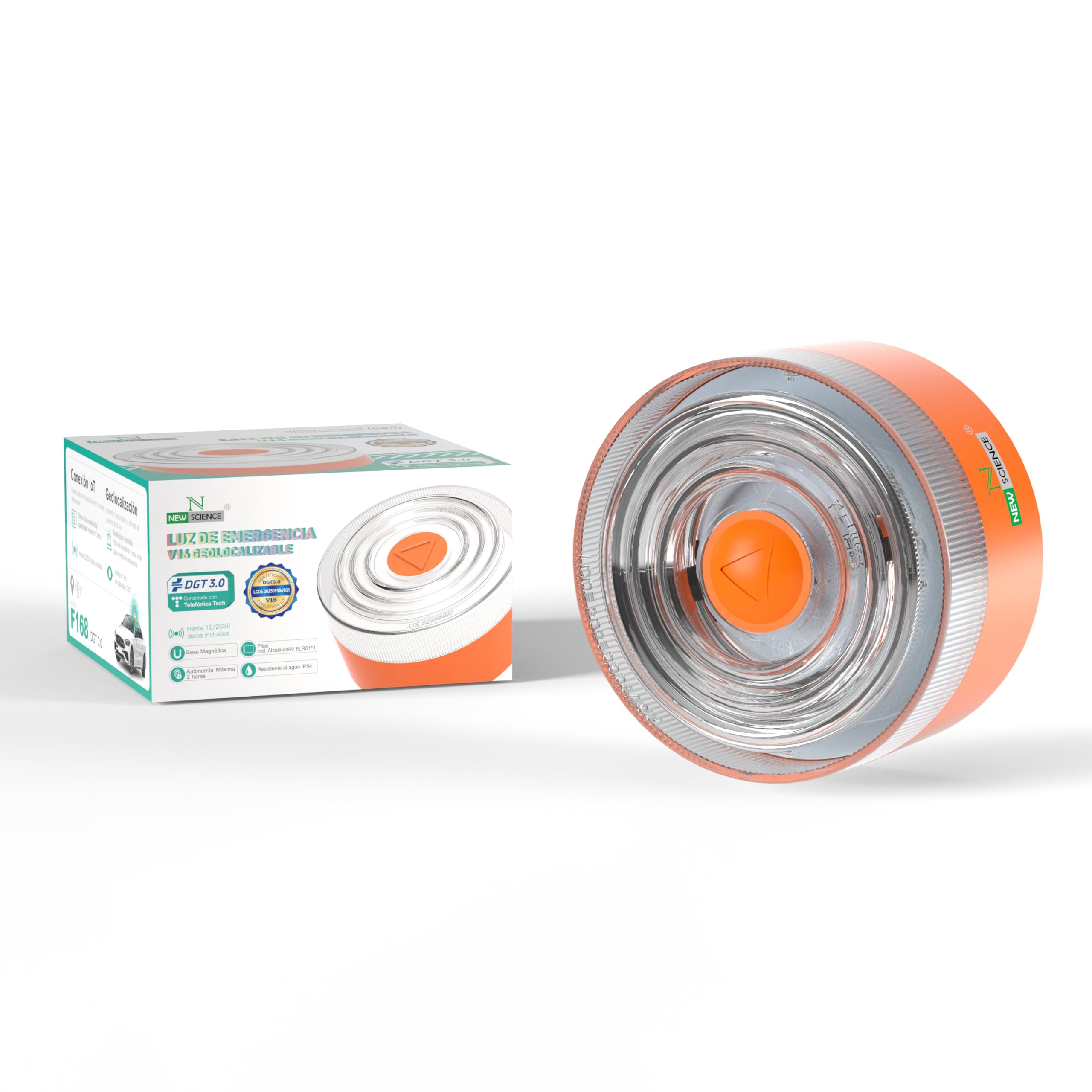 G-LEKO Pack 3u Luz de Emergencia V16 HOMOLOGADA DGT 3.0 Obligatorio 2026. Baliza V16 Coche con Geolocalización y Datos hasta 2038. Señal 8 LEDs V-16 Mayor Visibilidad >1km y 360° IP54 Base Imantada
