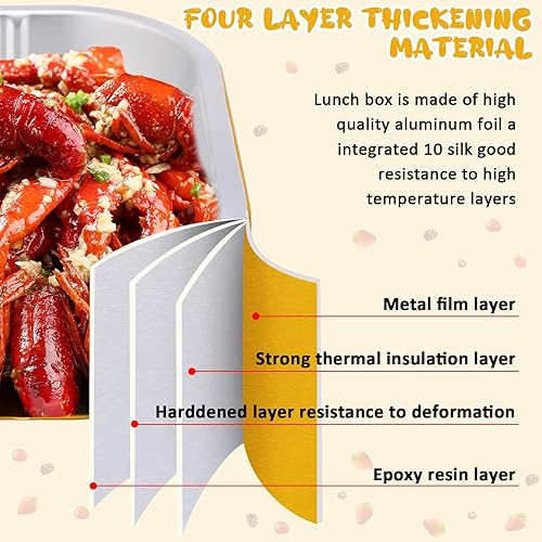 Miniatura 3 de 15 moldes de aluminio dorado con tapas transparentes, sartenes de aluminio desechables de 9 x 13 pulgadas, aptos para horno microondas y