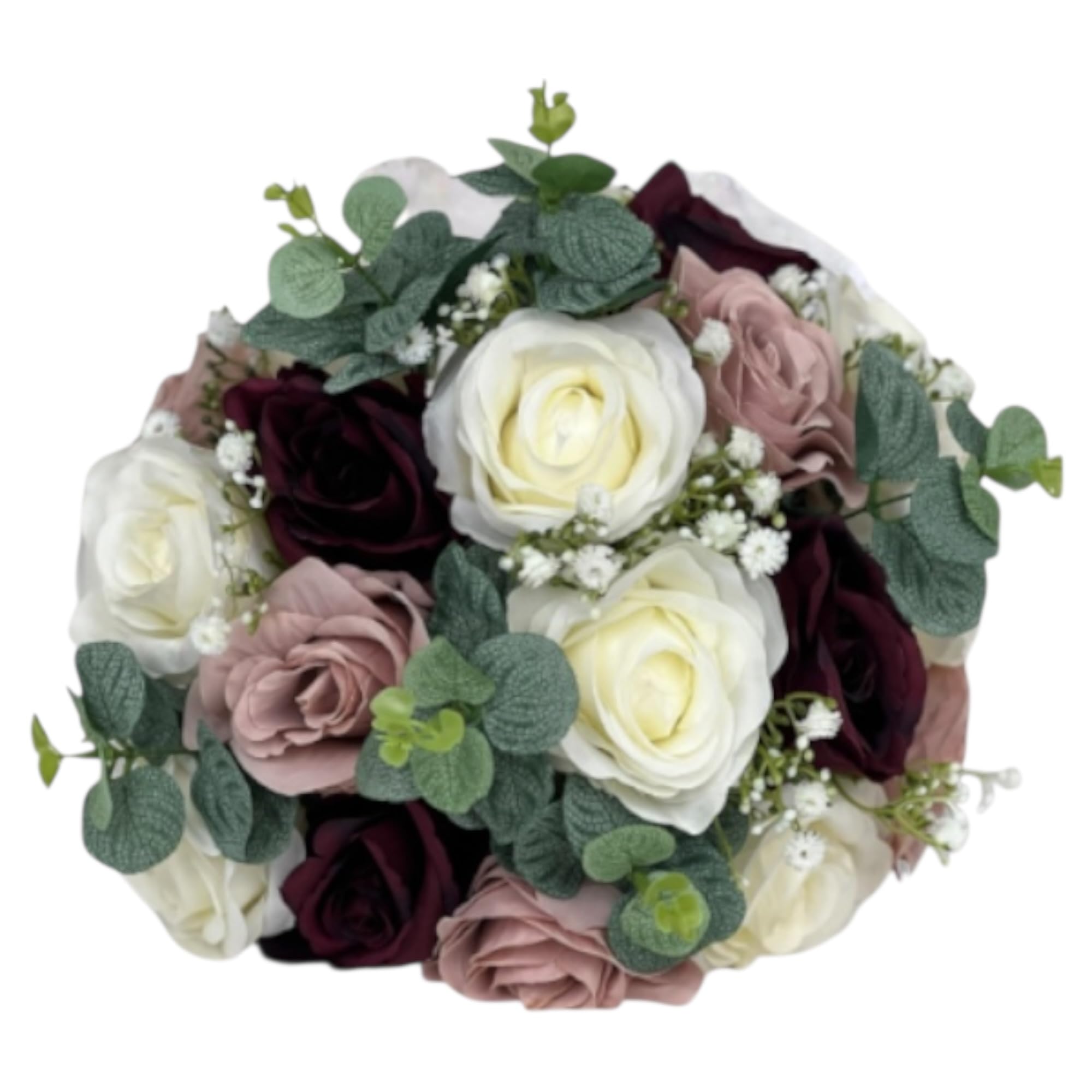Artificial Wedding Flowers bouquets Silk Roses Eucalyptus (Brides posy)