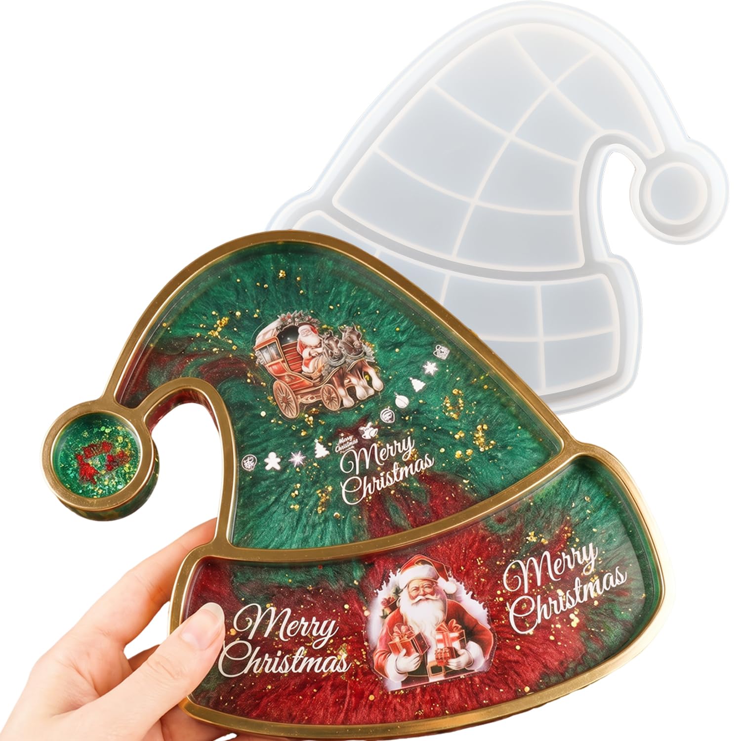 Christmas Resin Tray Molds, Santa Hat Silicone Molds for Epoxy Resin
