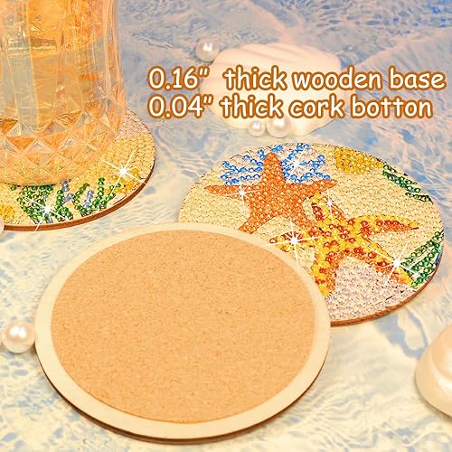 Miniatura 7 de Praise V Do Juego de posavasos de pintura de diamantes 8 unidades playa mar océano diamante pintura artística con base de corcho posavasos de arte