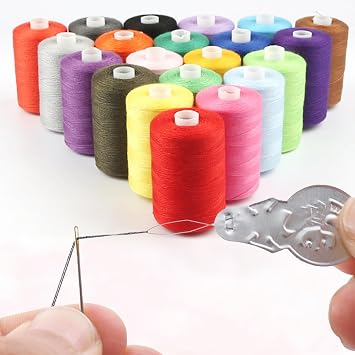 Yayatty 20 Color Sewing Thread Kits, 1000 Yards Polyester Thread Spools with Needle, Threader, Scissors and Ruler, Sewing Machine Thread Spools for Sewing