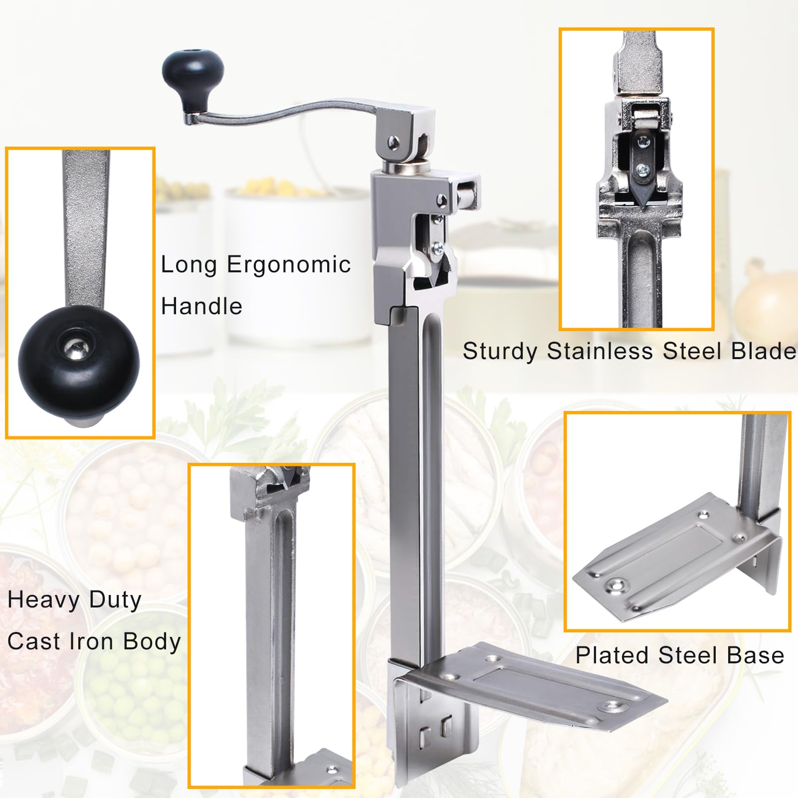 Apriscatole Manuale Da Banco Per Lattine Fino A 28cm - Acciaio Inox Per Ristoranti, Bar, Hotel - Foto 6