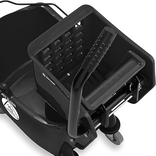 Miniatura 4 de Dryser Cubo de fregona comercial con escurridor de prensa lateral, 26 cuartos de galón, color negro