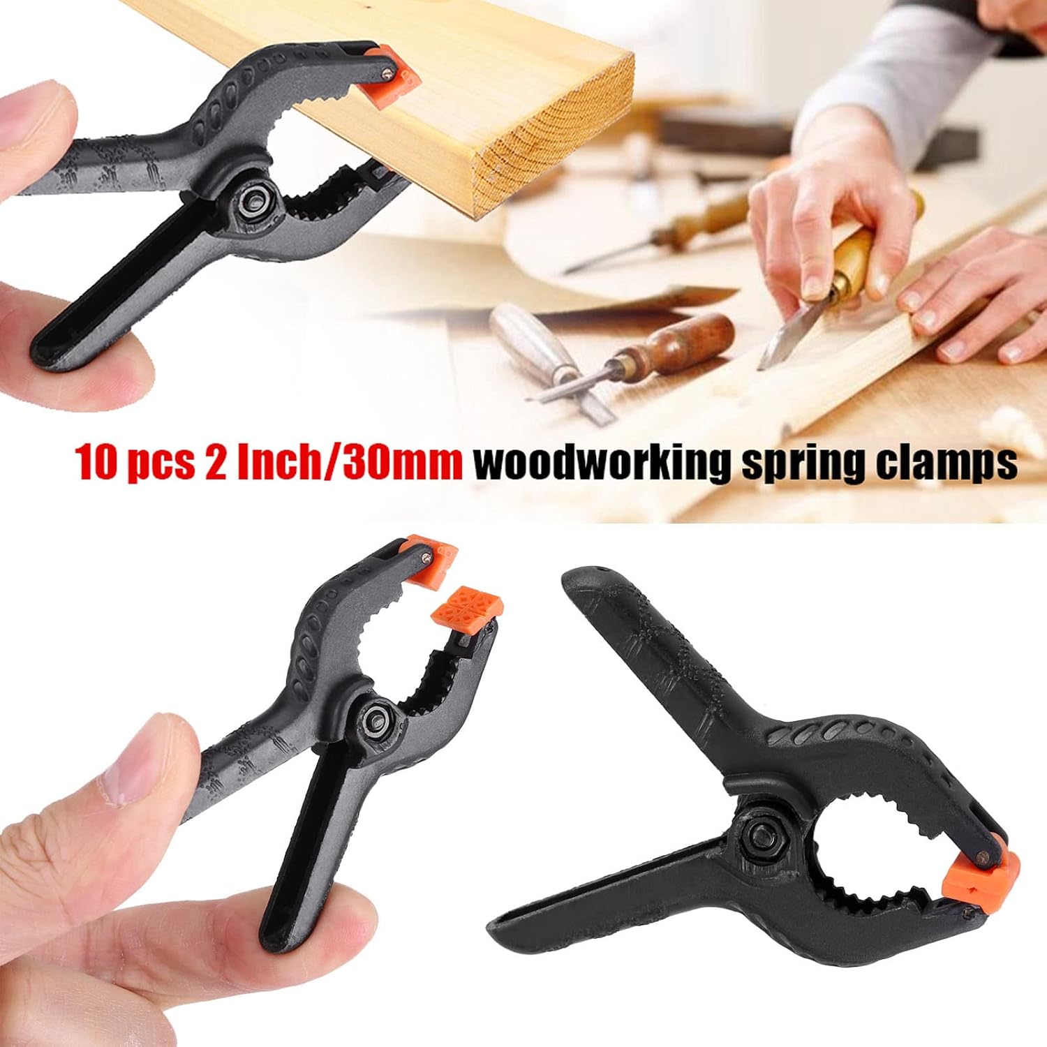10PCS 2 inch A Type Spring Clamps, Heavy Duty Plastic Spring Clamp Clip Multifunctional Tension Woodworking Tool for Crafts Backdrop Stand Photography Studios Non Slip Handle
