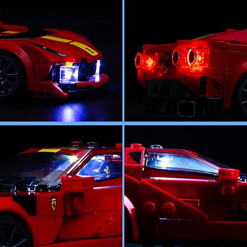 Miniatura 4 de VONADO Kit de luces LED para Lego Speed Champions Ferrari 812 Competizione 76914, juego de iluminación de bricolaje compatible con Lego Ferrari