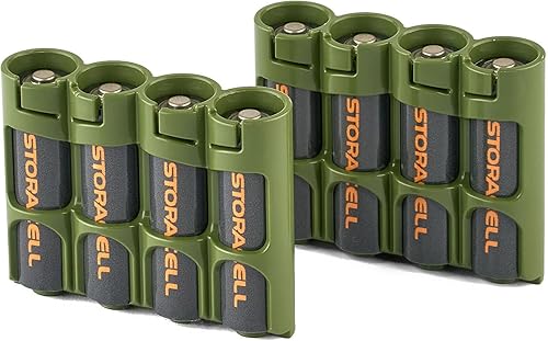 Miniatura 4 de Organizador de almacenamiento de baterías AA (paquete de 2), amarillo, capacidad para 4 baterías (no incluidas)