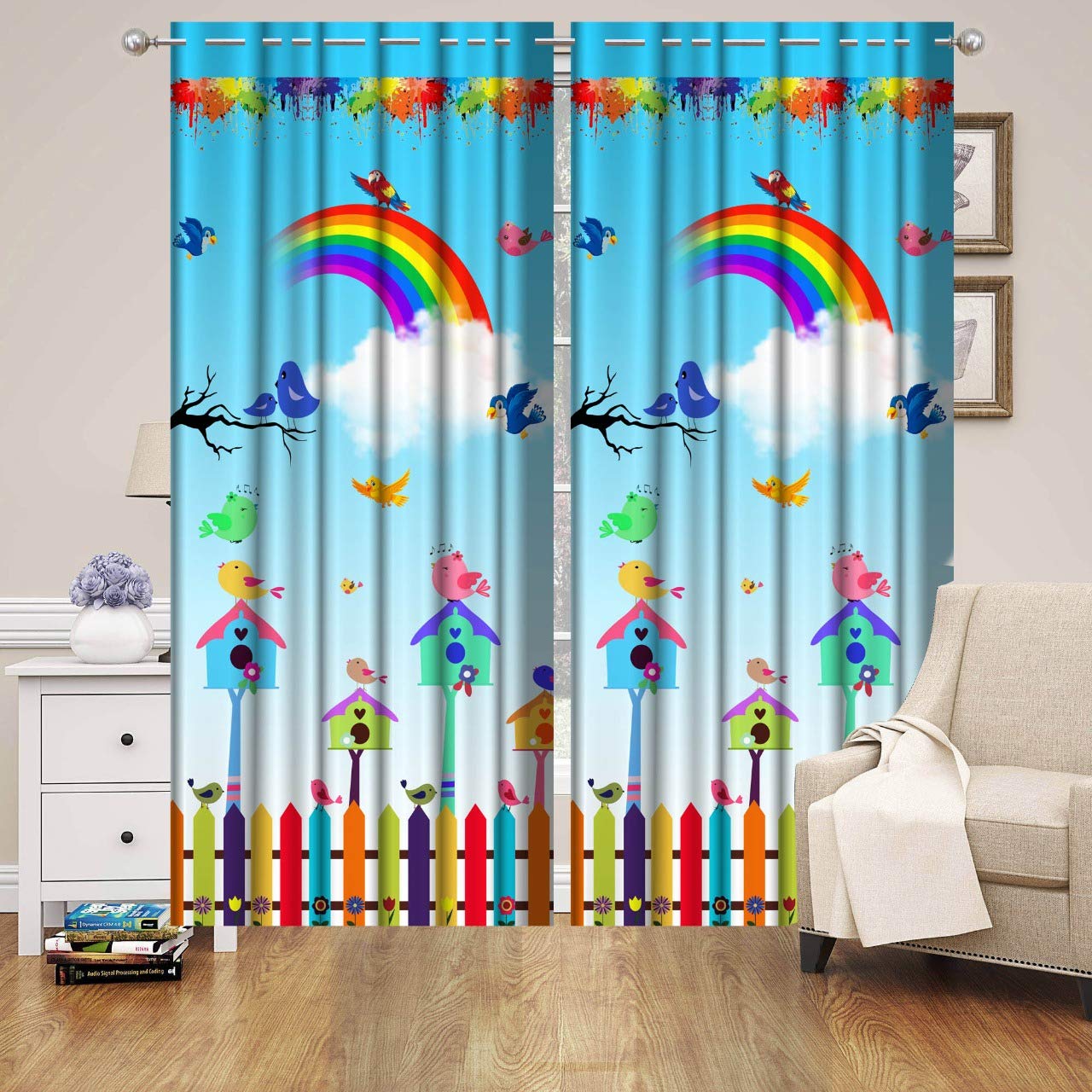 Buy Riftree Polyester Favourite Character Digital Rainbow Print Window Curtains For Kids And Living Room 4 X 5 Feet Pack Of 2 Pieces Online At Low Prices In India Amazon In