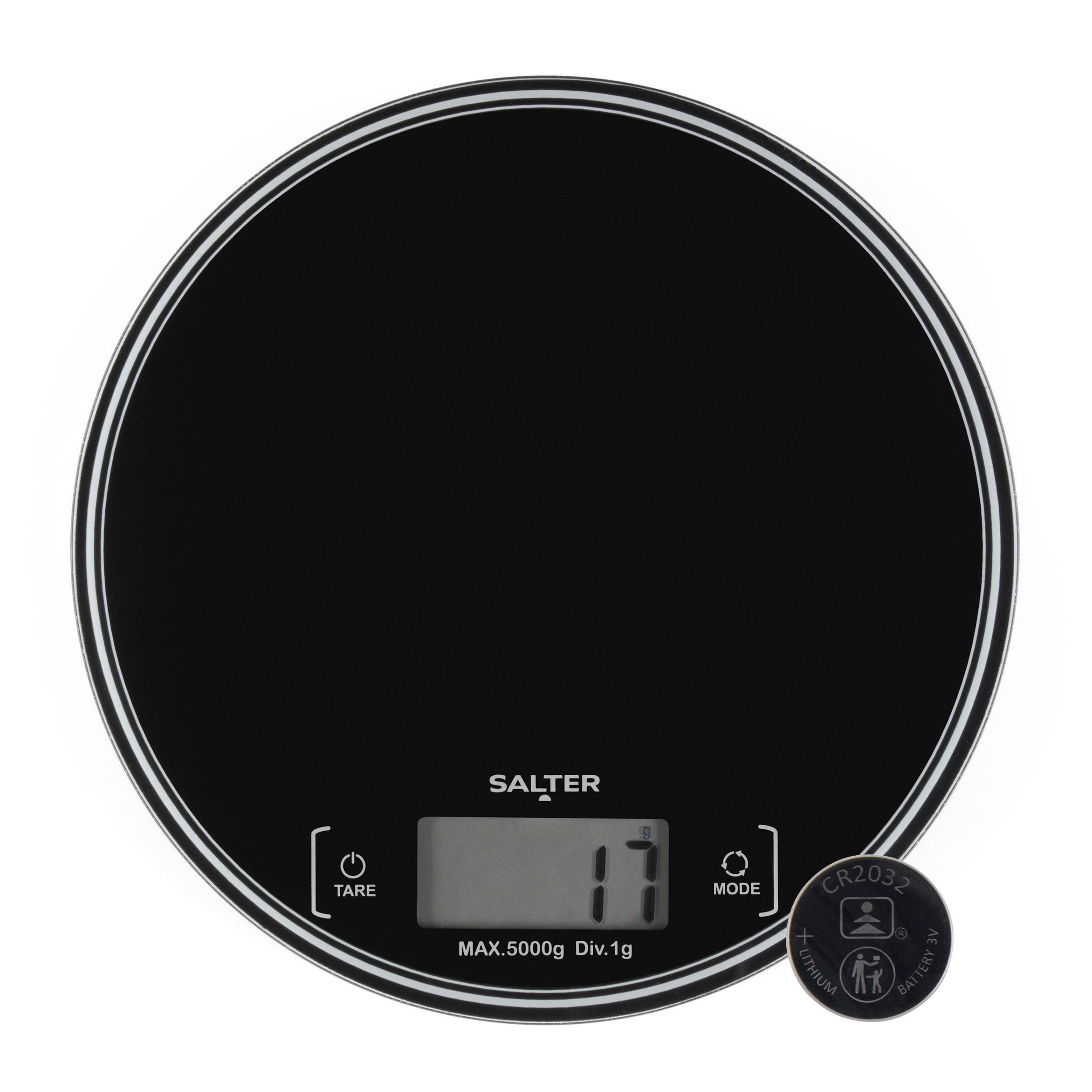 Salter Round Digital Kitchen Scale 5 Kg, 1 G Precision