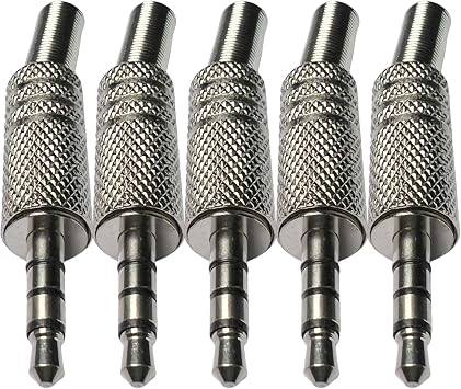 CESS 3.5mm 4-Pole TRRS Male Construction Plug Repair Headphone Jack Audio Soldering (5 Pack)