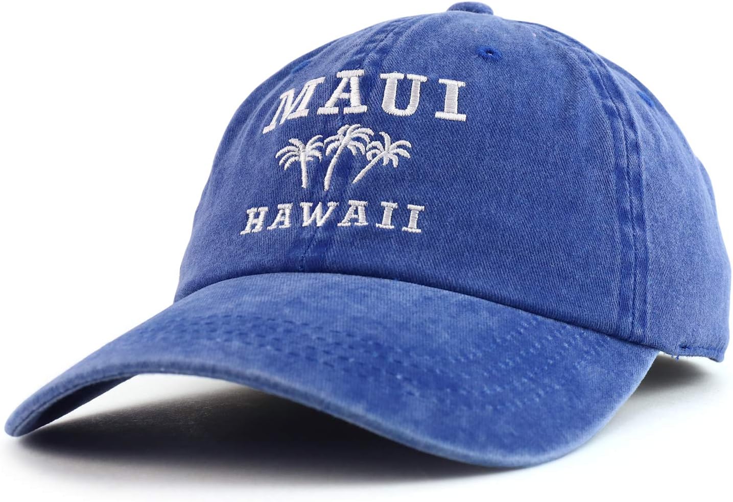 Trendy Apparel Shop Maui Hawaii with Palm Tree Embroidered Unstructured Baseball Cap