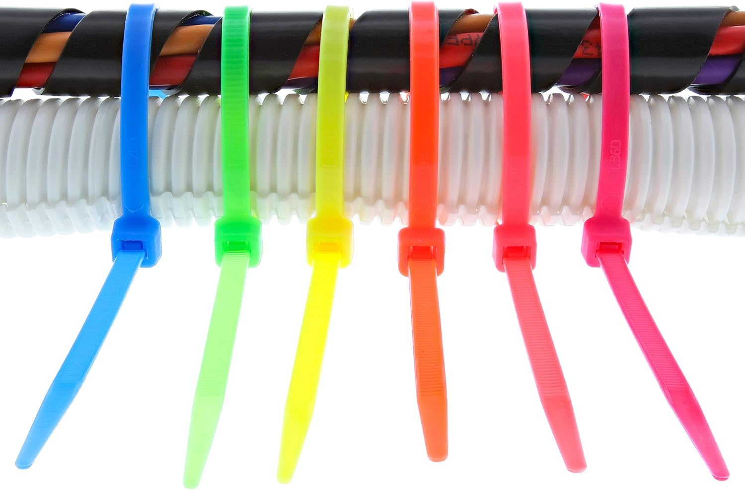 Secure 8 Inch Fluorescent Green 50 lb Standard Nylon Cable Tie - 100 Pack