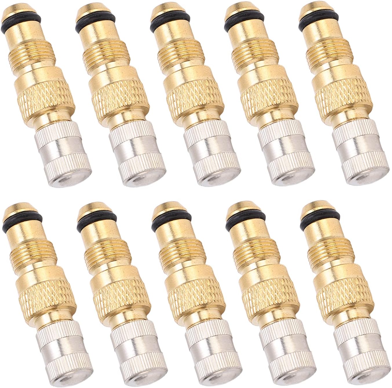 TR618A Tractor Tire Valve Stems 10-Pack, Heavy Duty Clamp-in Tubeless Air Liquid Valve Stems with Fast Flow Valve Core, Brass Metal Replacement for Agricultural Industrial Tractor