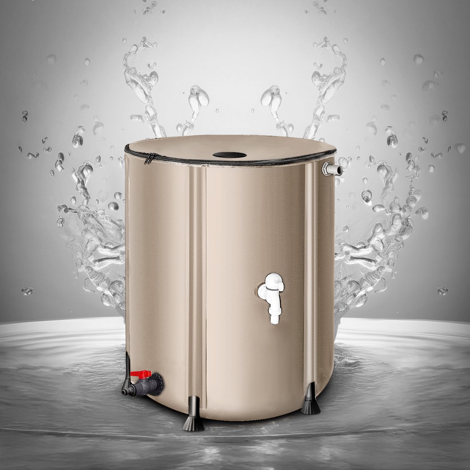 Barril Recolector Agua De Lluvia – Depósito De Almacenamiento Jardines Y Céspedes | Solución Ecológica De Recolección Agua Lluvia Con Grifo, Para Jardinería Sostenible En Exteriores,50L