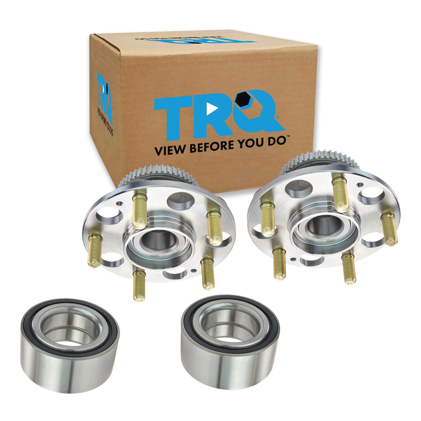 TRQ 2 Piece Front Rear Wheel Bearing &amp; Hub Assembly Set