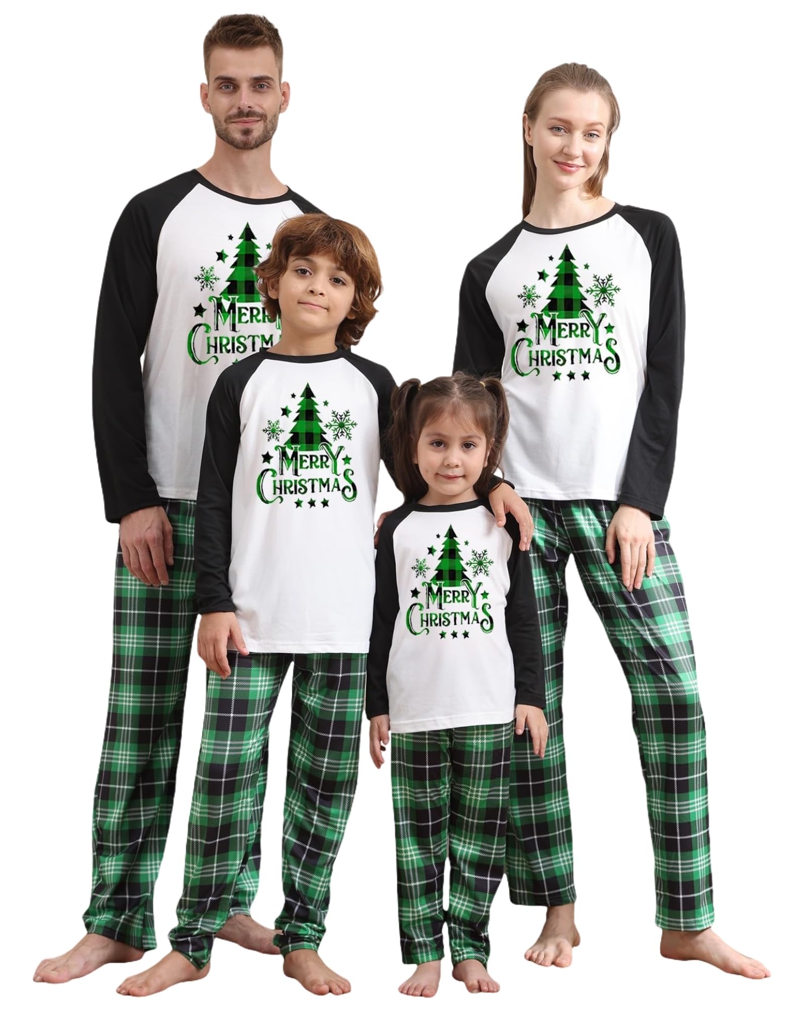 LYSTAO Family Christmas Pyjamas Set, Santa Elk Christmas Tree Print Matching Xmas Pjs, Lon...