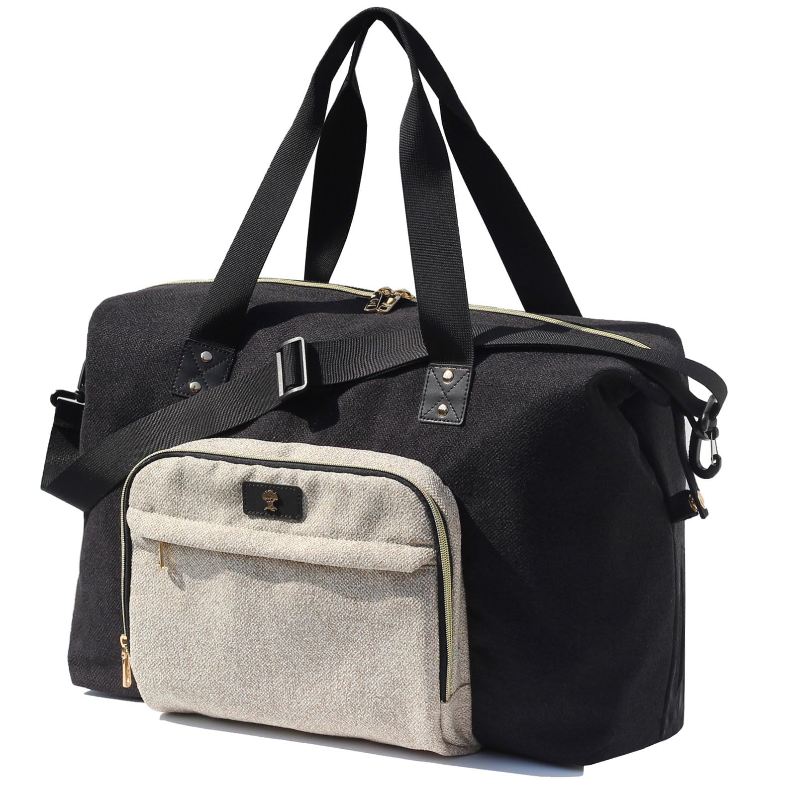 Diaper Bag Tote, Travel Overnight Carry-on Duffel Gym Bag, Multifunction Linen Canvas Dry Wet Maternity weekender