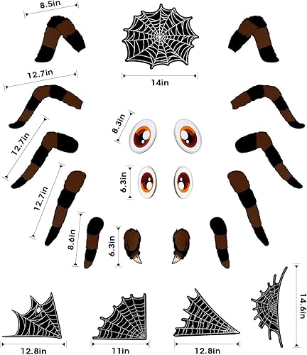 Miniatura 2 de ANZOME Decoración de cara de monstruo para maletero de automóvil, decoración de arco de araña de Halloween con ojos grandes, colmillos, piernas,