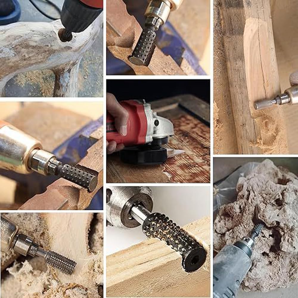 Kit de disques de sculpture sur bois pour meuleuse d'angle – Roues abrasives en acier au carbone pour façonner, meuler, bordure et finition, comprend 5 tampons de polissage