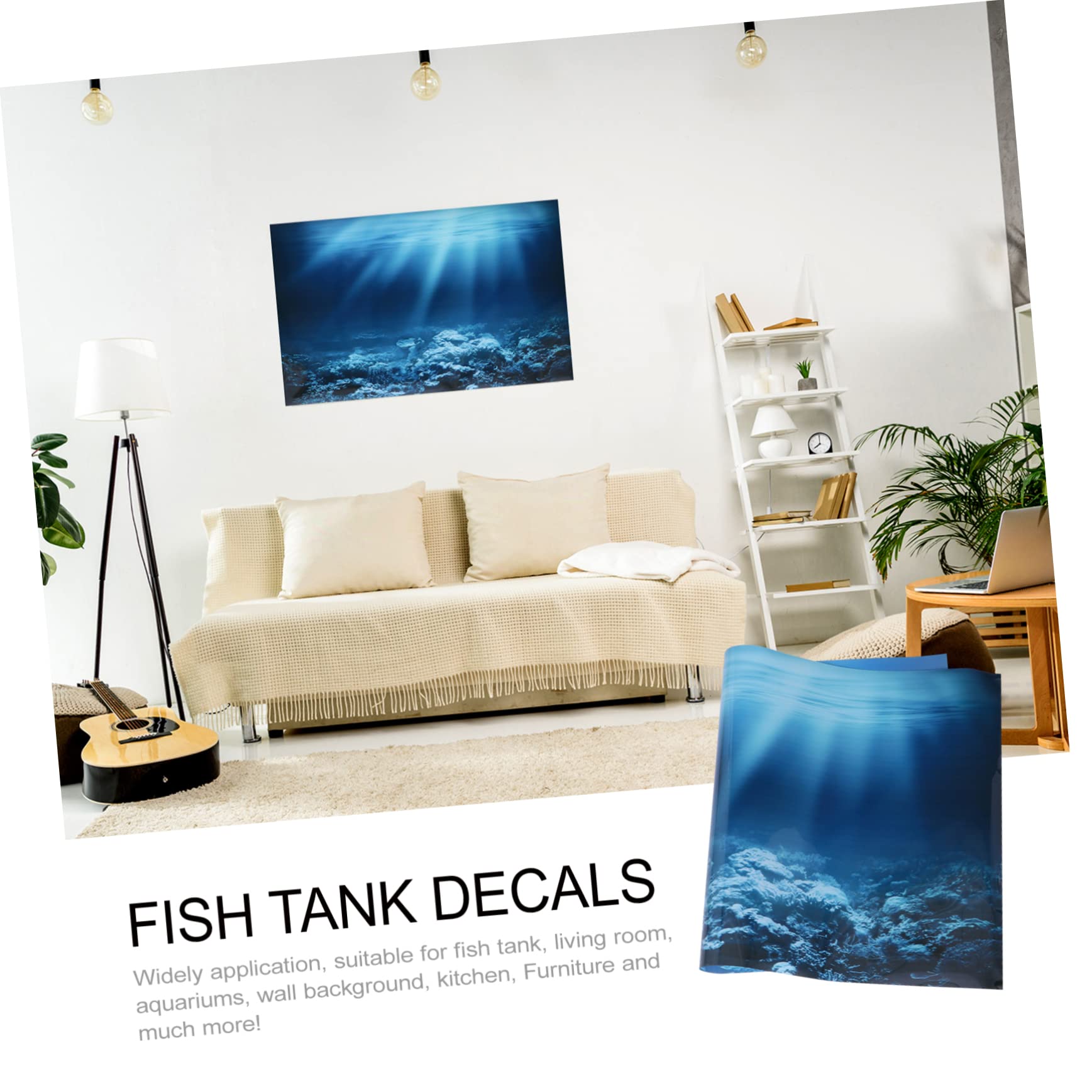 Beaupretty 2pièces Poster Décoratif pour Aquarium Autocollant Arrière-Plan De Poissons Et Décoration Murale pour Réservoir Eau
