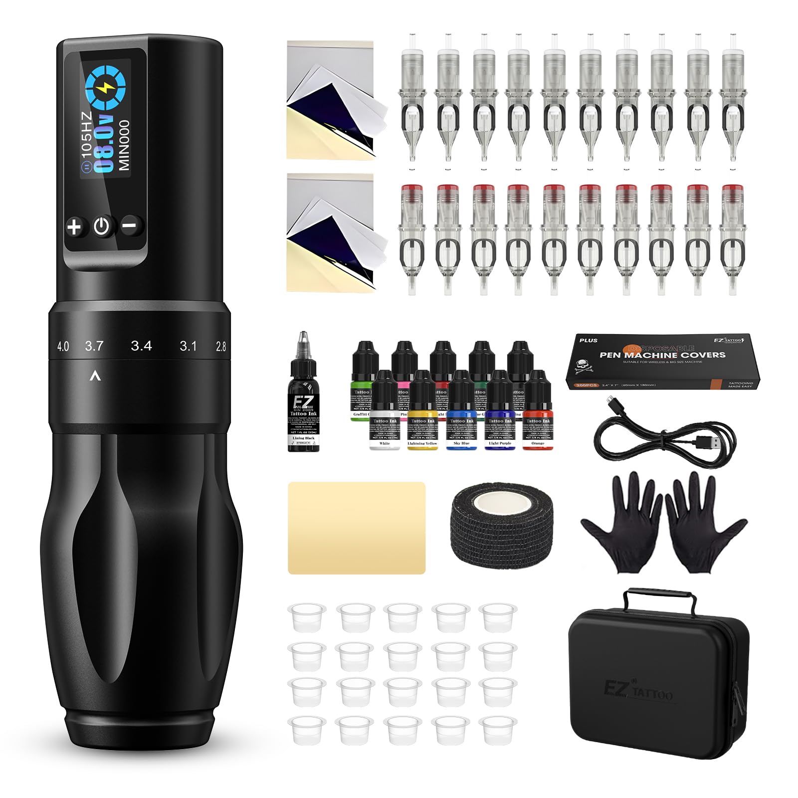 Amazon.com: Tattoo Kit - EZTAT2 Tattoo Gun Kit with 7 Strokes 2.0
